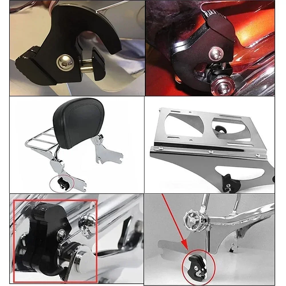 Motorcycle Universal Detachable Rotary Sissy Bar Luggage Rack Docking Latch Clips Kit For Harley Sportster Softail Dyna Touring