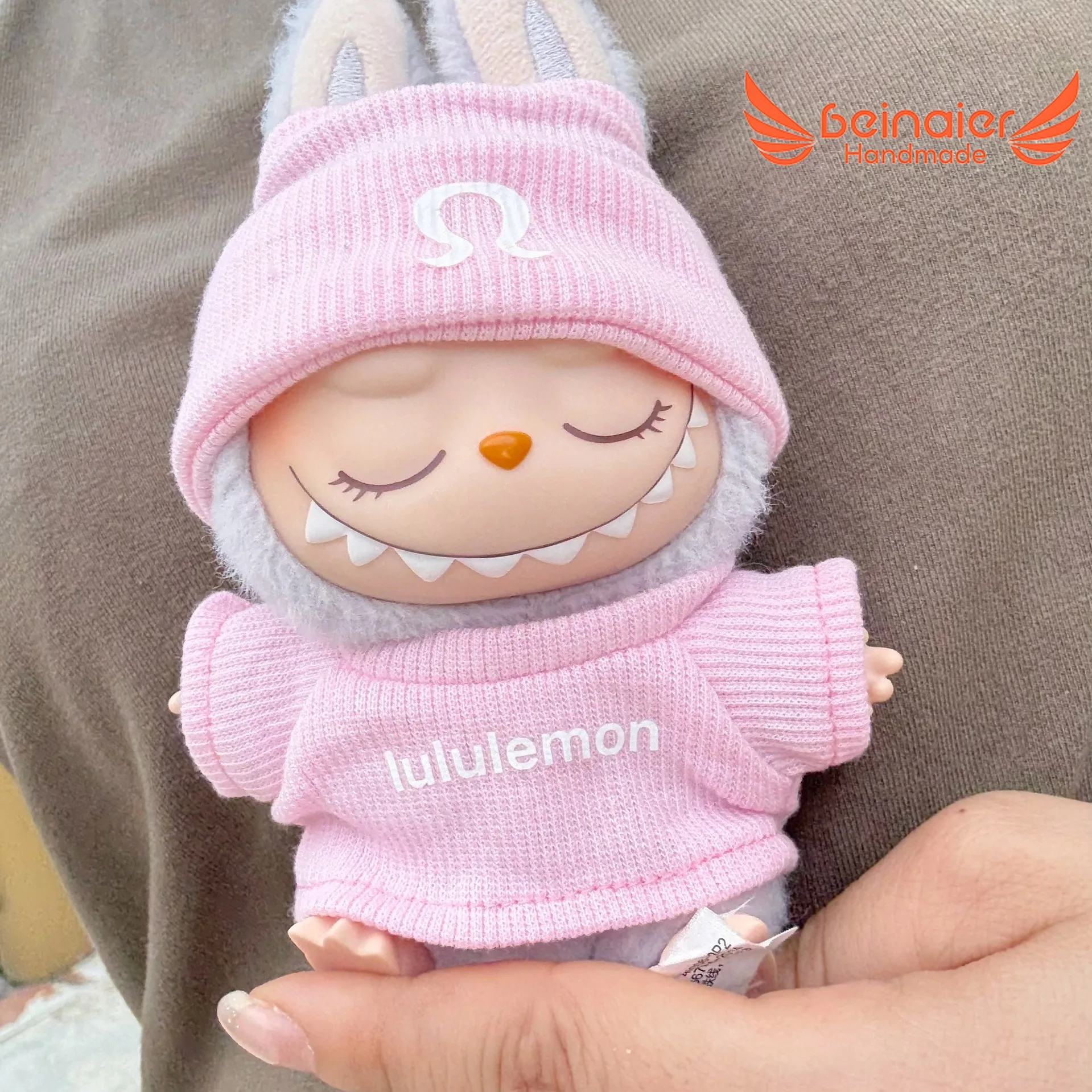 Beinaier ملابس مصنوعة يدويًا لبدلة LABUBU العصرية غير الرسمية ذات القبعة المرنة #4