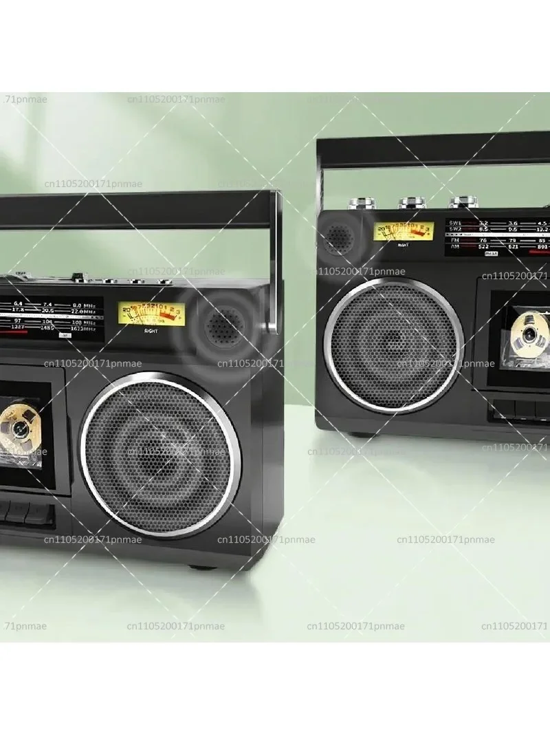 

Vintage Cassette Tape Recorder Bluetooth Speaker Stereo Radio Retro Quad Sound System Portable Music Player with AM/FM Radio