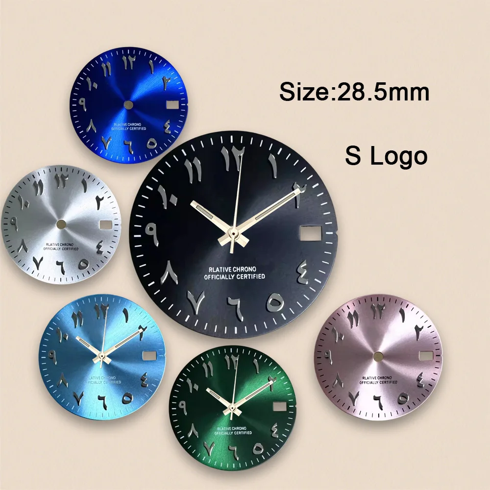 28.5mm S Logo Arab Sunray Dial Suitable For NH35NH36 Japan Movement Watch Modification Accessories