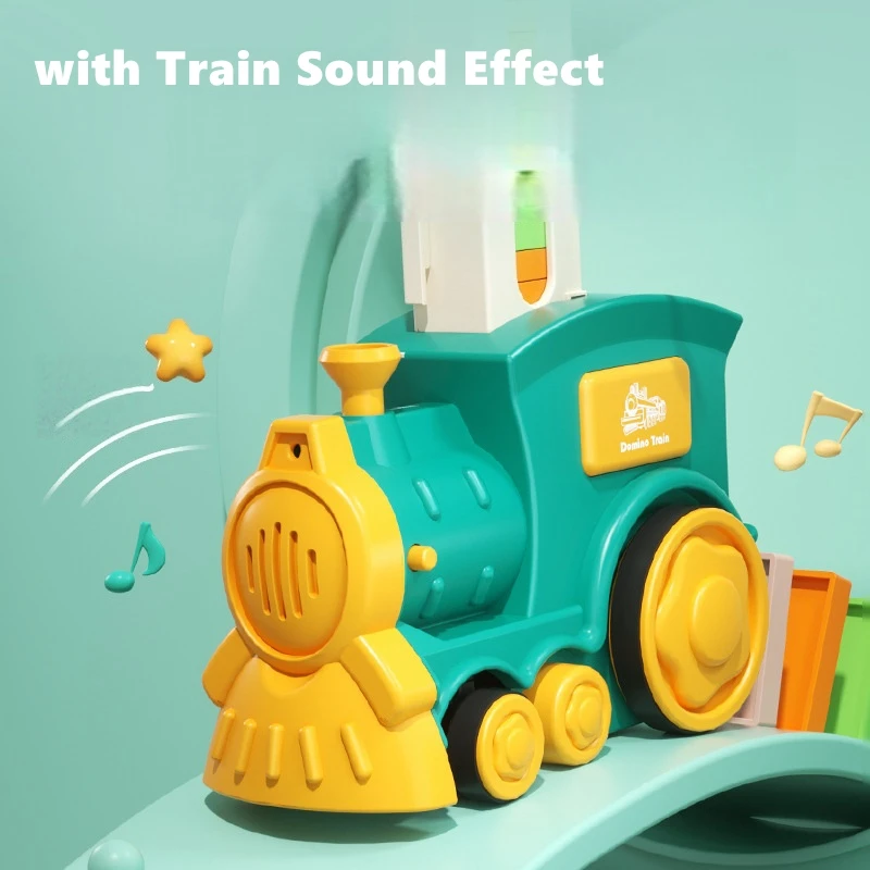 لعبة قطار الدومينو للأطفال، سيارة كهربائية أوتوماتيكية، مجموعة الطوب الدومينو الملونة، ألعاب تعليمية للأطفال، هدية عيد ميلاد