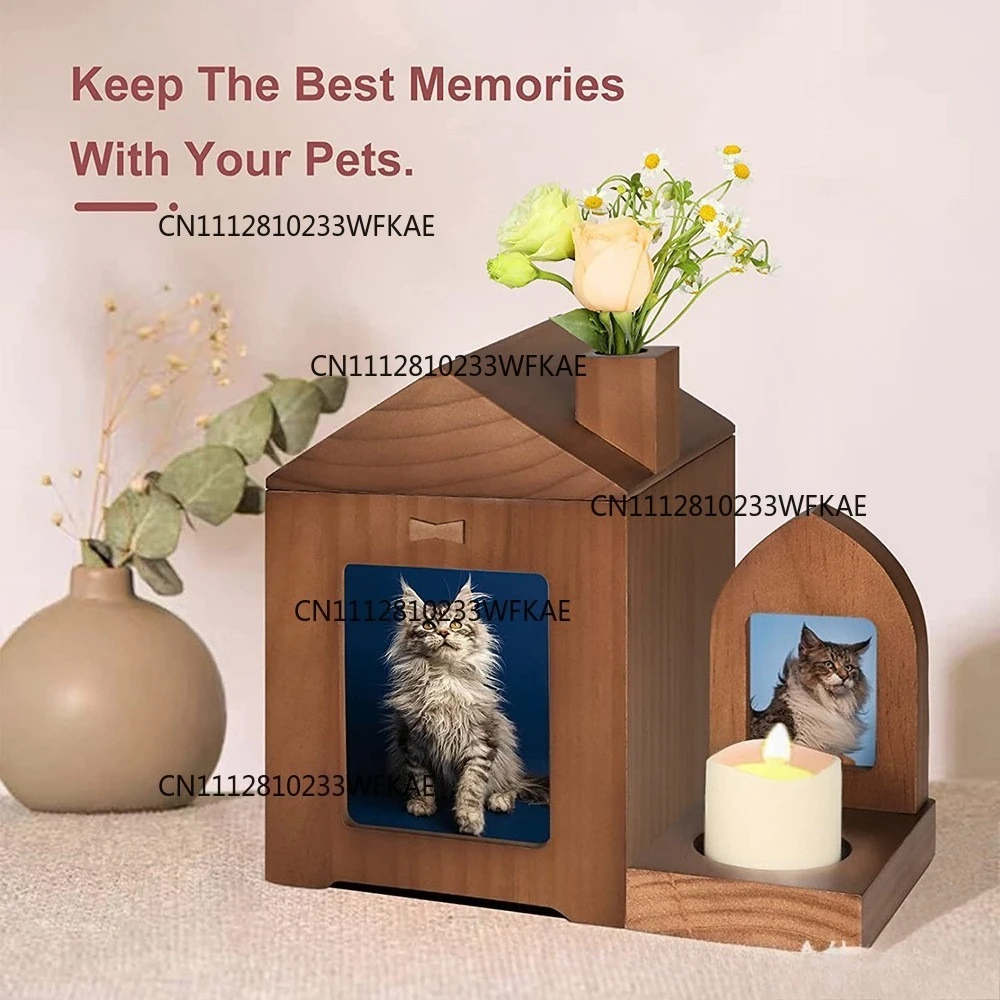New pet animal remains moisture-proof sealed jar, solid wood table urn + photo frame as a souvenir