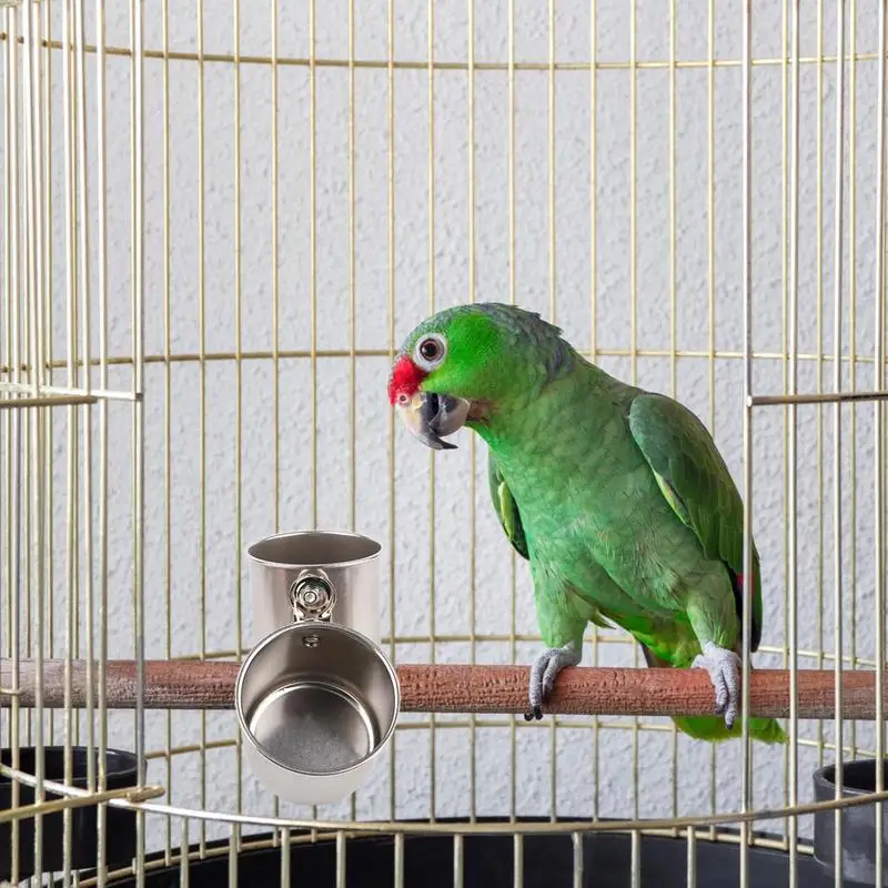 Bird Feeding Dish Cups Double-Sided Bird Cage Water Bowl Bird Feeding Double-Sided Cup Parrot Feeders Water Cage Bowls Clip-On