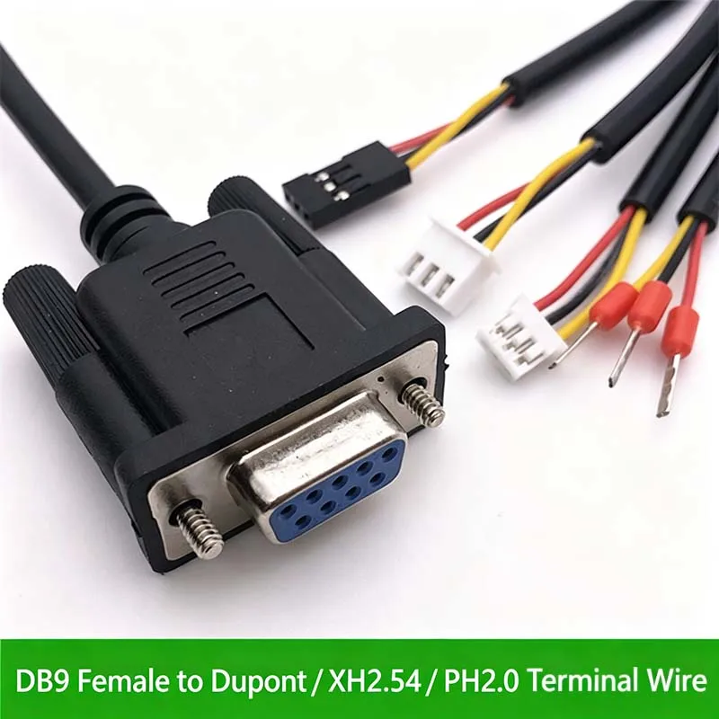 5PCS DB9 Serial Cable, Female Connector, RS-232 Cable, RS-485 Cable, 9-Pin COM Port, 235 Terminal Cable, 3-Conductor, 3-Pin