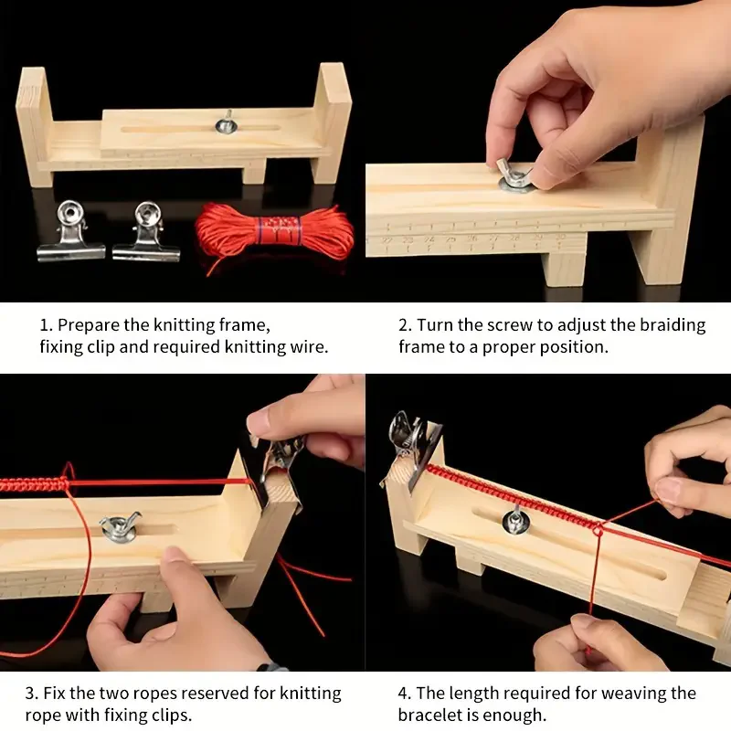 Wooden Jig Bracelet Maker, Adjustable Paracord Clip Bracelet Maker U Shaped Wood Frame Bracelet Jig Kit