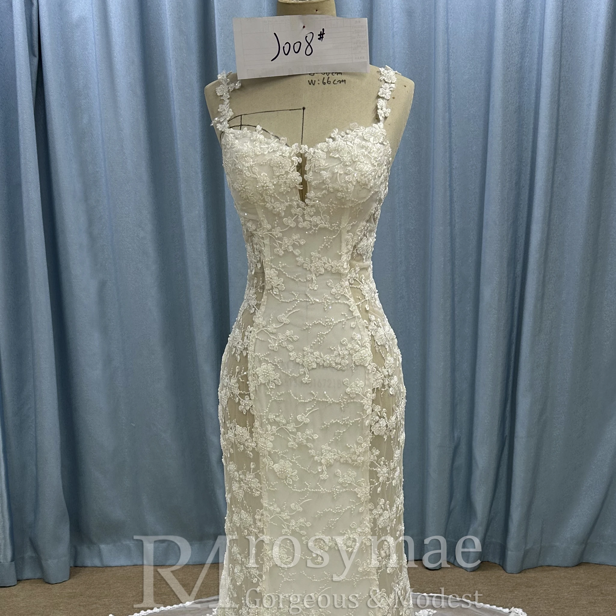 Rosymae robe de mariée sirène en dentelle florale encolure carrée manches débardeur robe de mariée blanche vestidos de novia boda