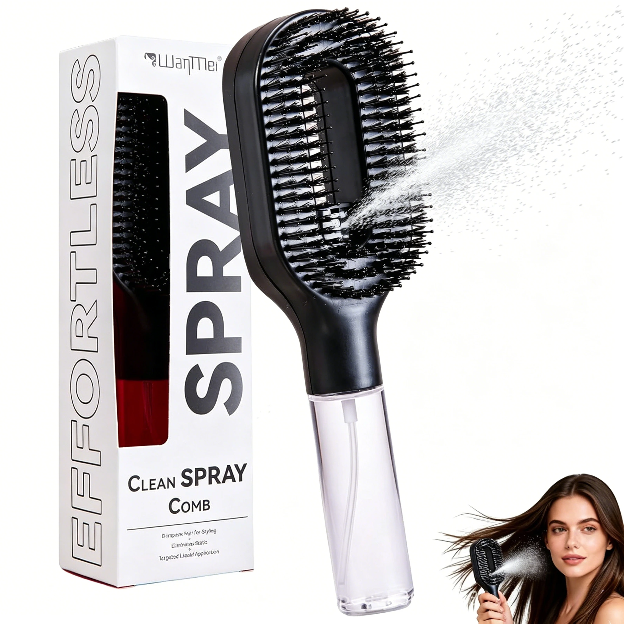 2-in-1 Sprüh-Massagekamm mit ätherischem Öl und Wassersprühflasche, antistatischer Kopfhautmassager für die Haarentwirrung, tägliche Haarpflege, Salon – Detail 5