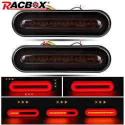 Luz de freio traseira Trailer Signal Light, lâmpada lateral fluindo, lâmpada de advertência para carro, caminhão, trator, ATV, UTV, 55LED, 110LED, 3 em 1, 12V, 24V