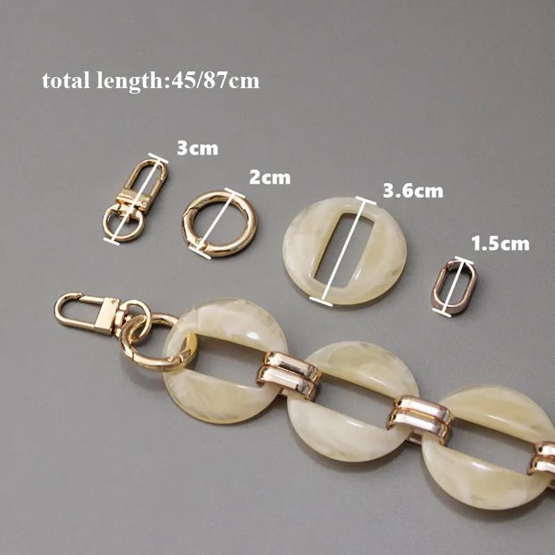 Woman Bag Accessory Detachable Replacement Chain New Fashion Green Beige Acrylic Metal Luxury Strap Women Shoulder Clutch Chain