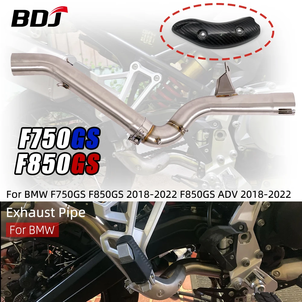 

BDJ F750 F850 GS Exhaust Pipe With Anti-Scald Cover Motorcycle Slip-On Link Middle Pipe For BMW F750GS F850GS ADV 2018-2022