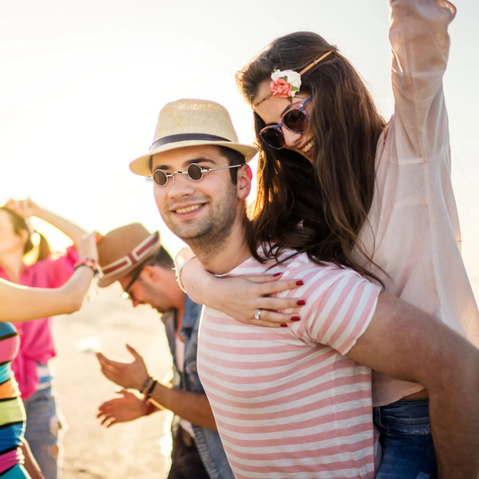 

1pc Round Sunglasses Eyewear Lightweight Uv Protection Beach Party Outdoor Fashion Accessory For Women Men