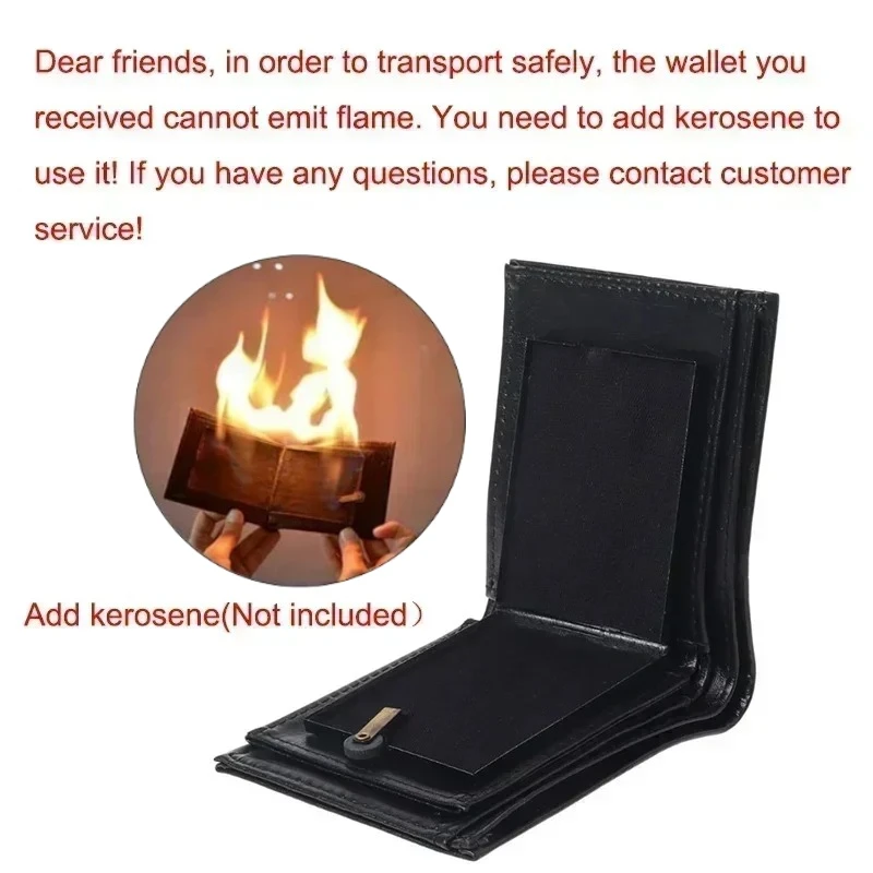 

Newest 2-in-1 Fire Wallet - Magic Techniques Stage Magic Props Street Card Magic Fun Illusion Magician Wallet Portable Lighter