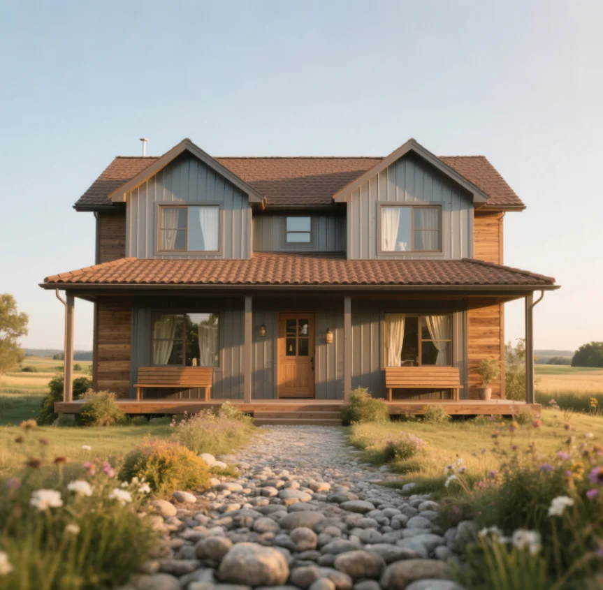 Low Cost 2 Storey 4 Bedroom Detached Villa Prefab Houses for Living Office Applications