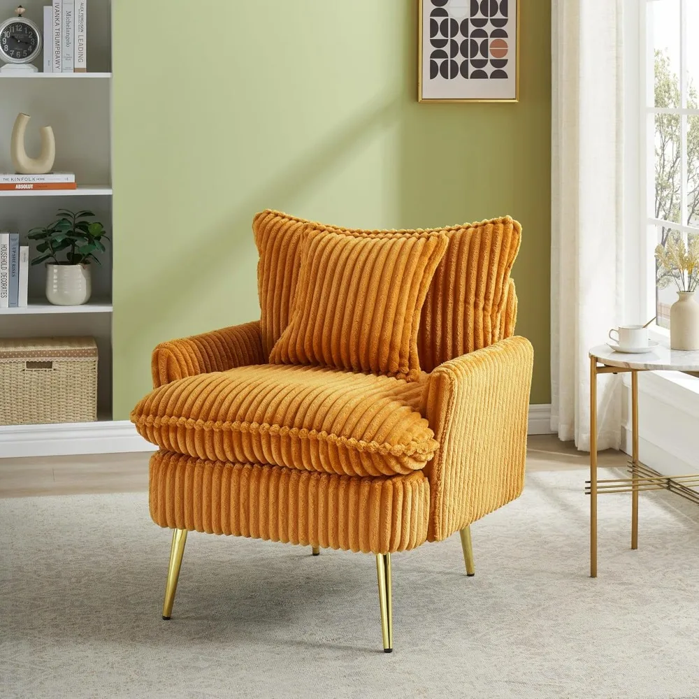 

Corduroy Accent Chairs Upholstered Accent Chair Single Sofa Chair Upholstered Chairs Yellow Corduroy Chair for Living Room,