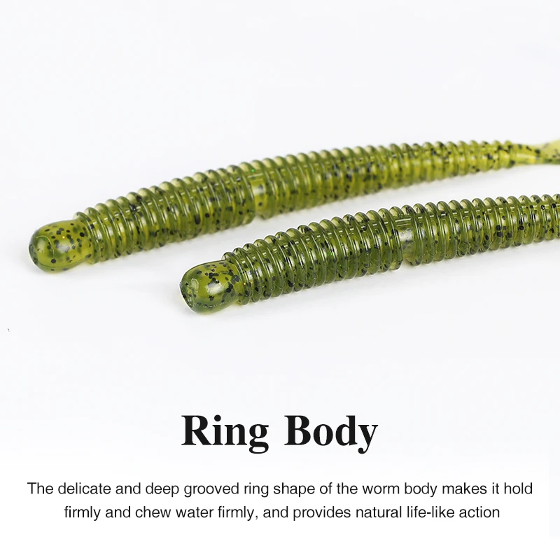 TSURINOYA Soft Bait Fishing Lure FLAME 3.0in 1.8g 18pcs Silicone Worm Bass Pike Light Game Fishing Rig Tackle Swimbait