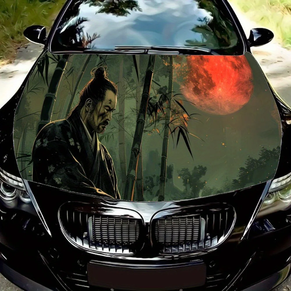 

Samurai Spirit Print Car Hood Decal Sticker, Auto Accessories Racing Car Body Vinyl Modification External Decoration Decal Gift