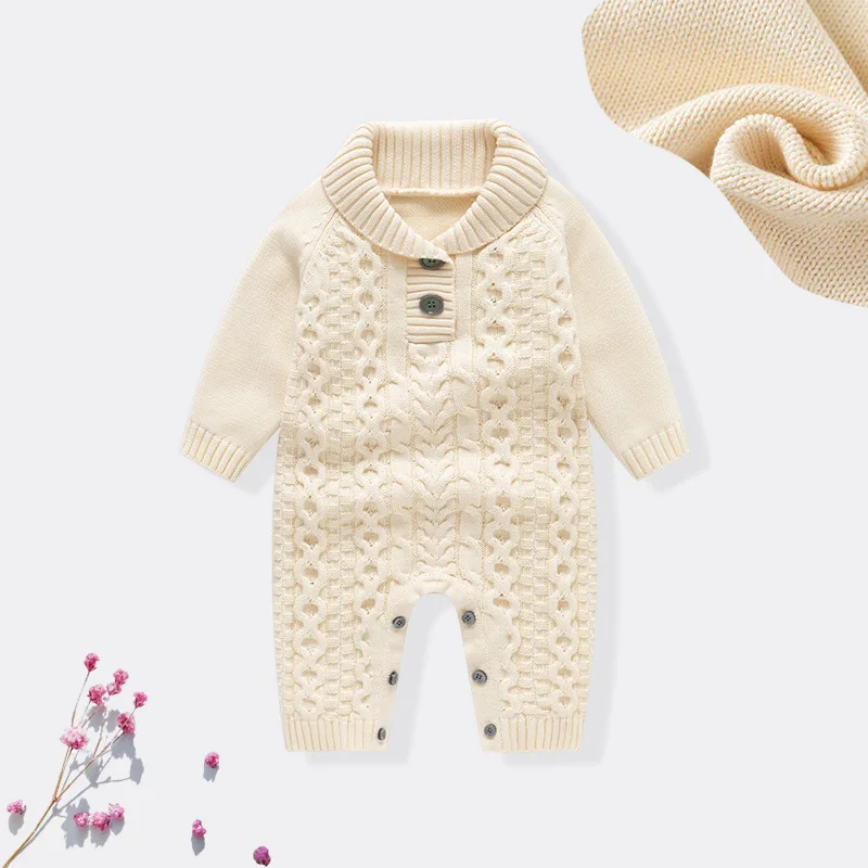 0-24M Newborn Kid Baby Boy Girl Winter Clothes 100% Cotton Baby Romper Sweater Knit Thick Warm Jumpsuit Cute Outfit