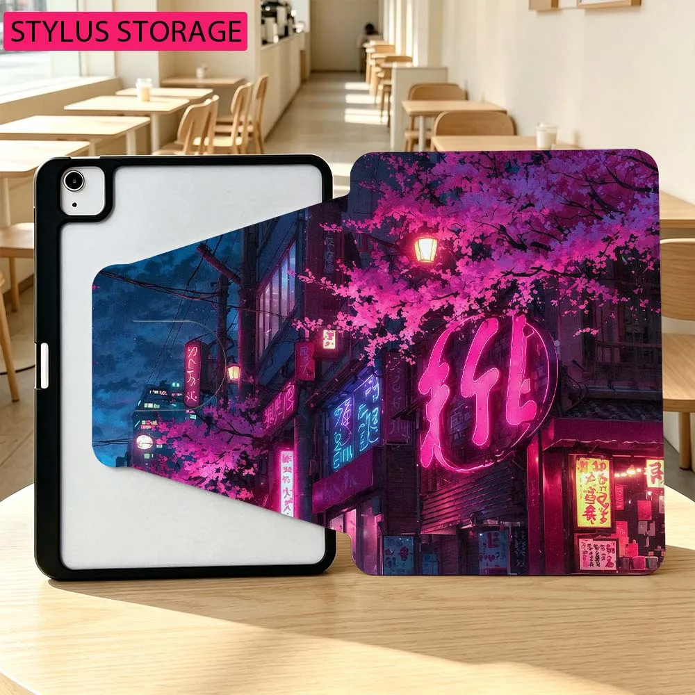 Japan Street Mountain For Samsung Galaxy Tab A7 A8 A9 A11 S6 S7 S8 S9 S10 S11 FE Plus 360° Rotation Pen slot Tablet Case