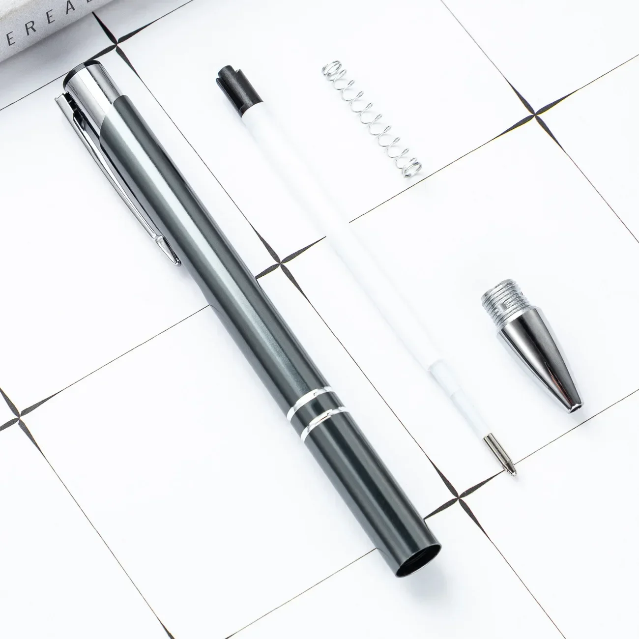 10-100 sztuk/partia Wysokiej jakości czarny metalowy długopis kulkowy 1.0mm Długopisy na prezent Darmowe personalizowane logo — zdjęcie produktu 2