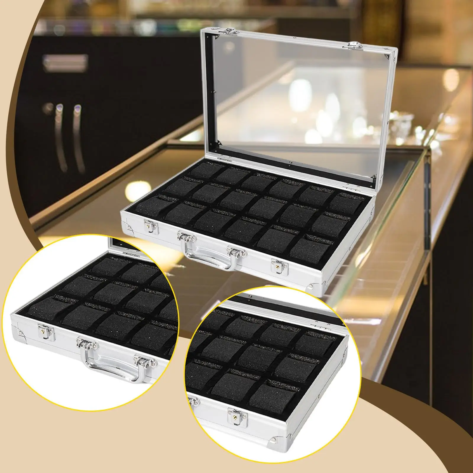 حقيبة ساعة بمقبض، منظم للساعة، حقيبة حمل محمولة مدمجة من سبائك الألومنيوم، صندوق ساعة فاخر لهدية الزوج