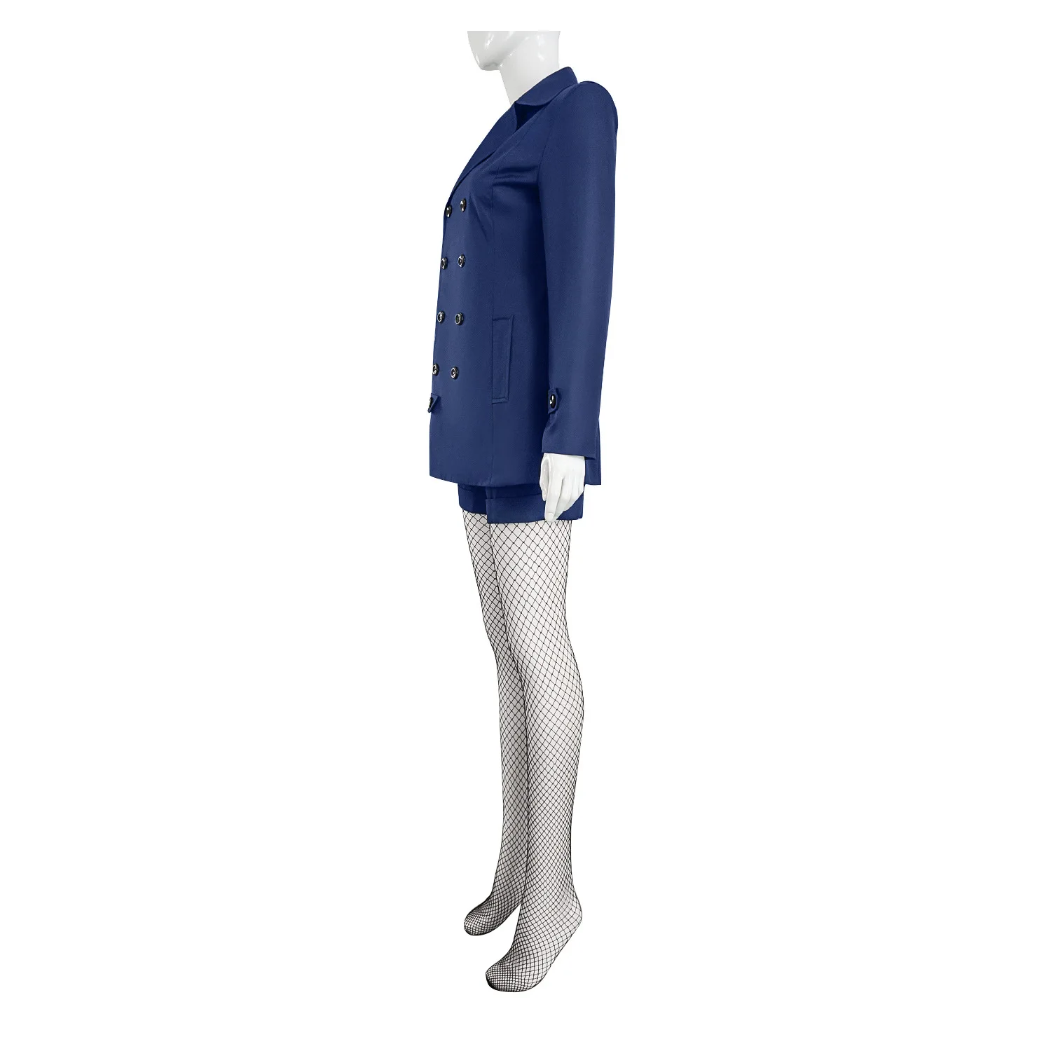 Fiona Frost Cosplay Costume Anime Spy X Family Dark Blue Duffel Coat shorts gloves wig halloween Women Outfit Set - view 4