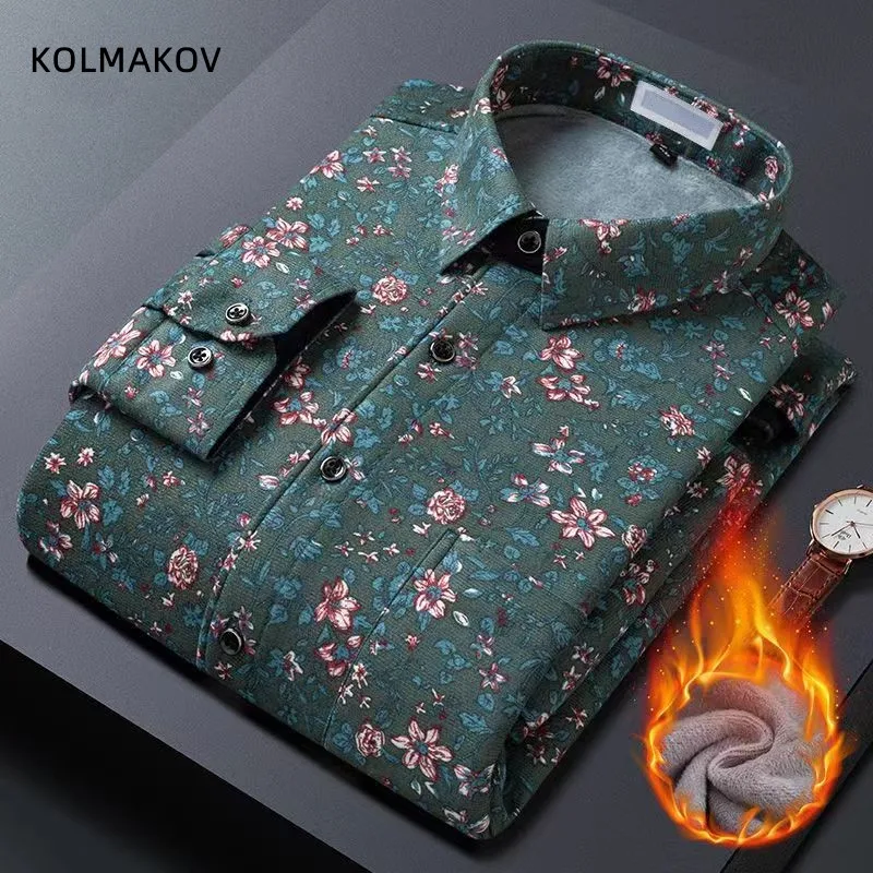 2024 spring shirts flower design high quality thicken casual mens shirt,autumn smart casual shirt men,size M-5XL KCY019