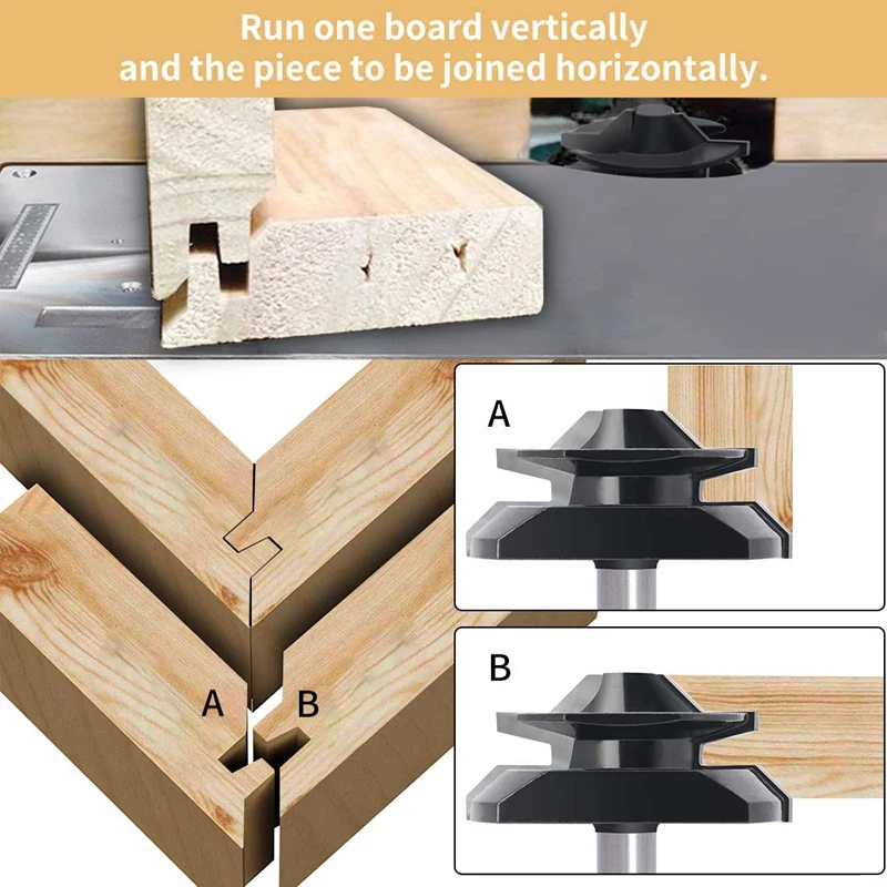 1/2 Inch Shank Lock Miter Router Bit 45 Degree 1/2 Inch To 1 Inch, 2-3/4 Inch Diameter CNC Wood Router Bits