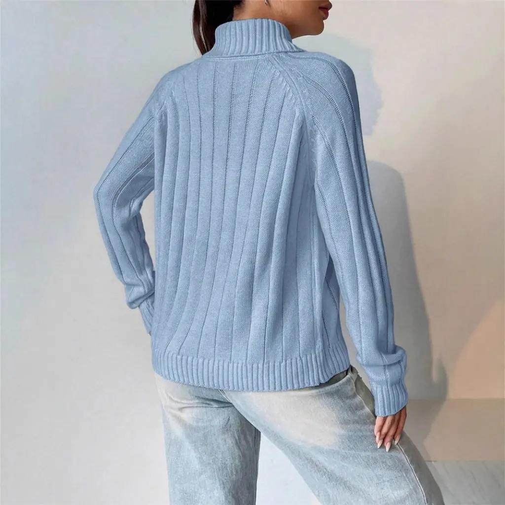

Женский однотонный вязаный свитер с воротником, простой универсальный свободный пуловер на осень и зиму в европейском и американском стиле