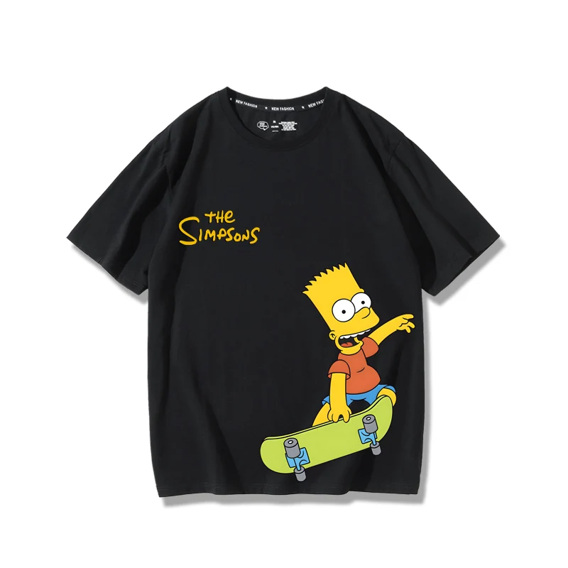سمبسنز الرسوم المتحركة حول قصيرة الأكمام الرجال والنساء الوالدين والطفل ملابس الصيف 100% القطن فضفاضة تي شيرت غير رسمي الملابس