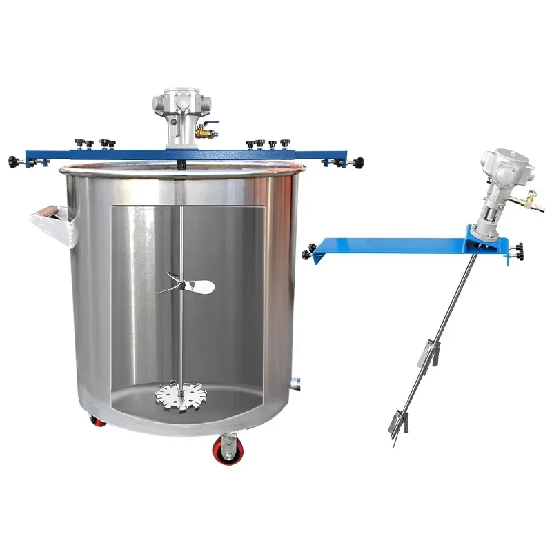 Pneumatic Explosion Proof Automatic Lifting Mixer Three Cylinder IBC Tank Agitator for Paint Glue Coating Ink IndustrialStirring view 6