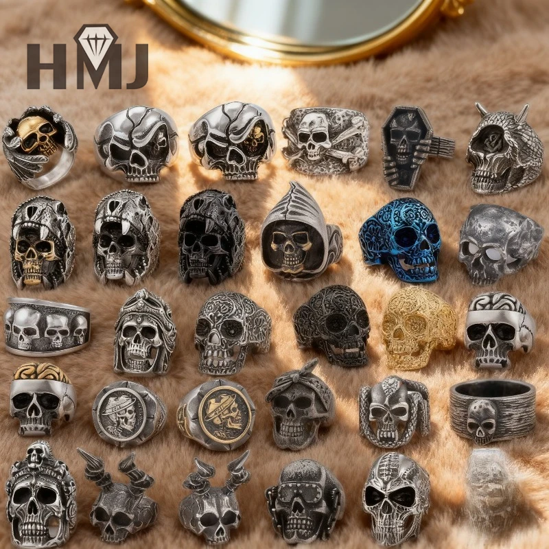 

Multi-Style Punk Skull Rings Stainless Steel Fashion Hip-Hop Men’s Biker Rings Cool Personality Rock Jewelry Party Charm Gift