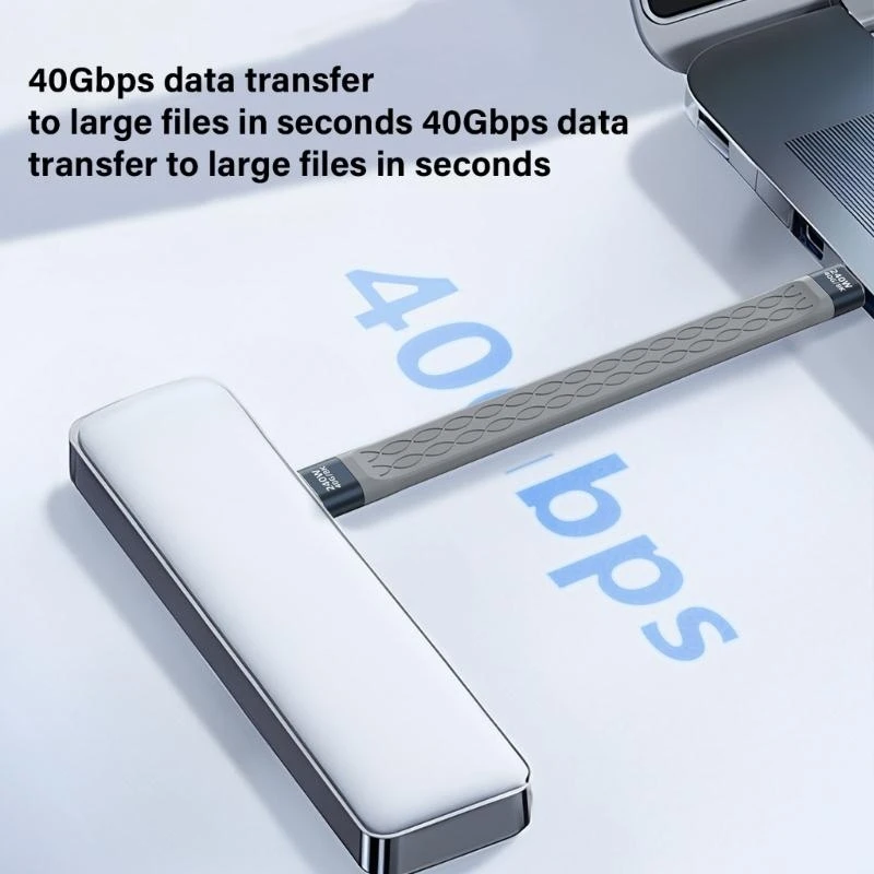 Kurzes USB4 -Kabel 5 -Zoll -Flachkabel 40 Gbit / s Geschwindigkeit 240W Stromversorgung für Telefone .066a