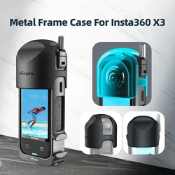 AMAGISN Metal Rabbit Cage And Silicone Protective Case Body Cover Lens Guards Cap For Insta 360 X 3 Accessories