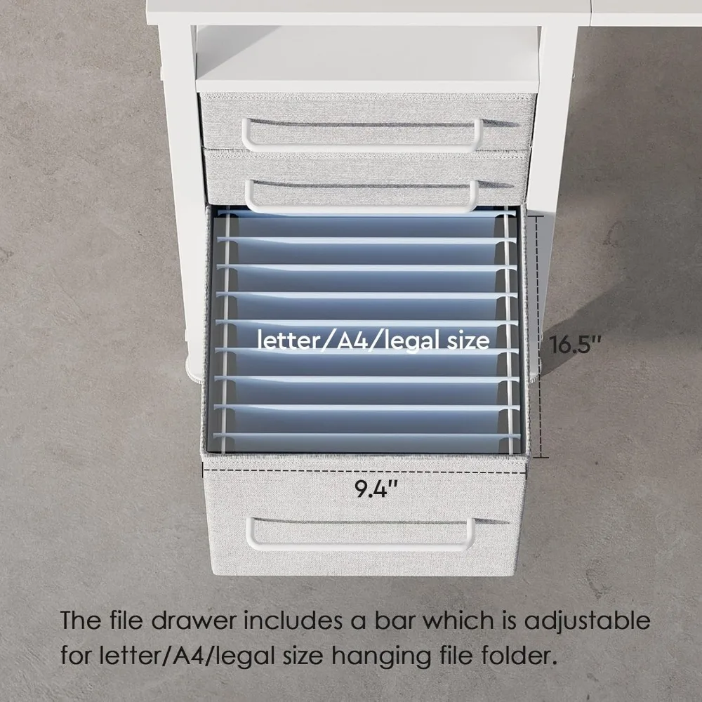 مكتب مدمج مقاس 40 بوصة مع أدراج وأرفف تخزين، مثالي لمساحات المكاتب الصغيرة ومكاتب الكتابة مع حل تخزين كافية