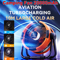 Camping Fan 20000mAh Rechargeable Portable Outdoor Camping Fan Air Circulators  Tent Ceiling Fans 4 Gear Speed and 360° Rotation