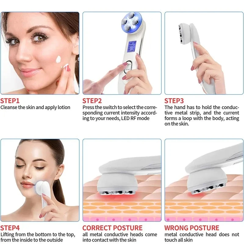 EMS الوجه الميزوثيرابي Electroporation LED الفوتون العناية بالبشرة جهاز الجمال شد الوجه تشديد آلة إزالة التجاعيد مدلك