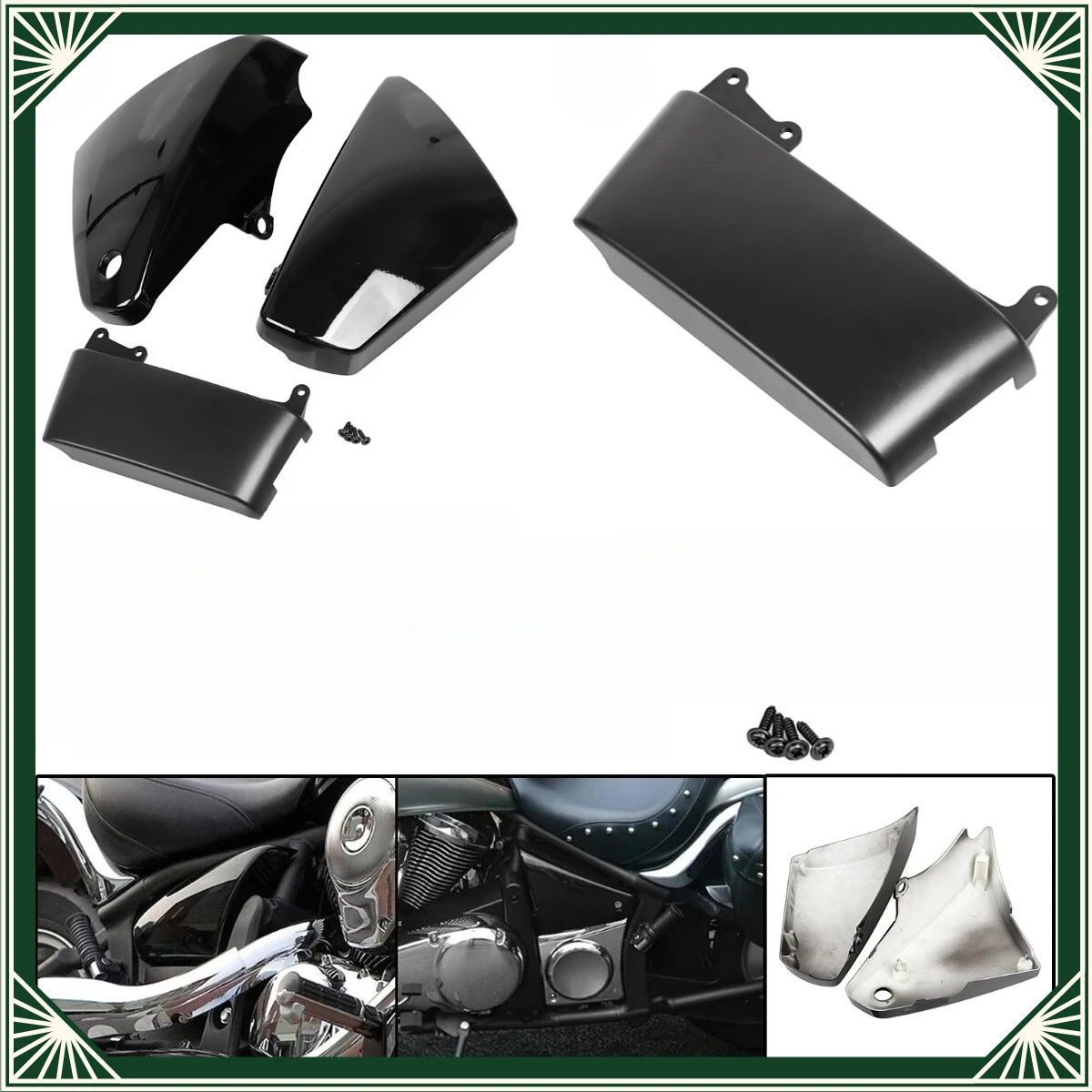 Motorcycle For Kawasaki Vulcan 900 VN900D Classic LT VN900C Custom 2006- 2020 ABS Plastic Vivid Black Battery Side Fairing Cover