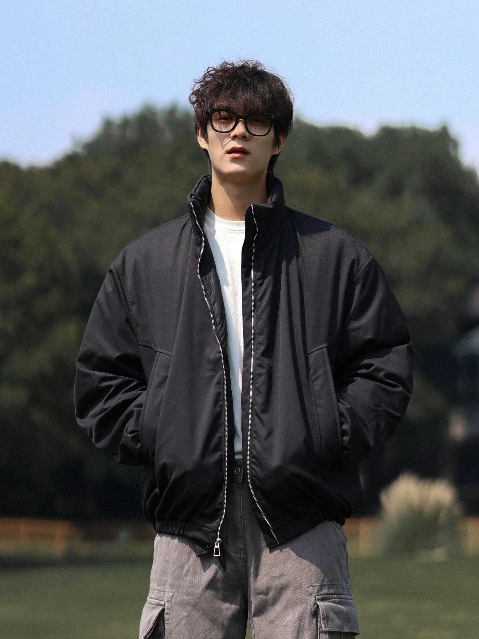 Retro Japanese Style Men's Cotton Jacket Stand Collar Thickened Short Loose Fit Warm Winter Outerwear Simple Versatile Youth ...