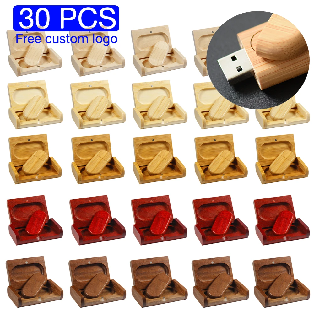 30pcs/lot free custom logo walnut wood Photo Album usb+Box usb flash drive Pendrive 4GB 16GB 32GB Wedding gift