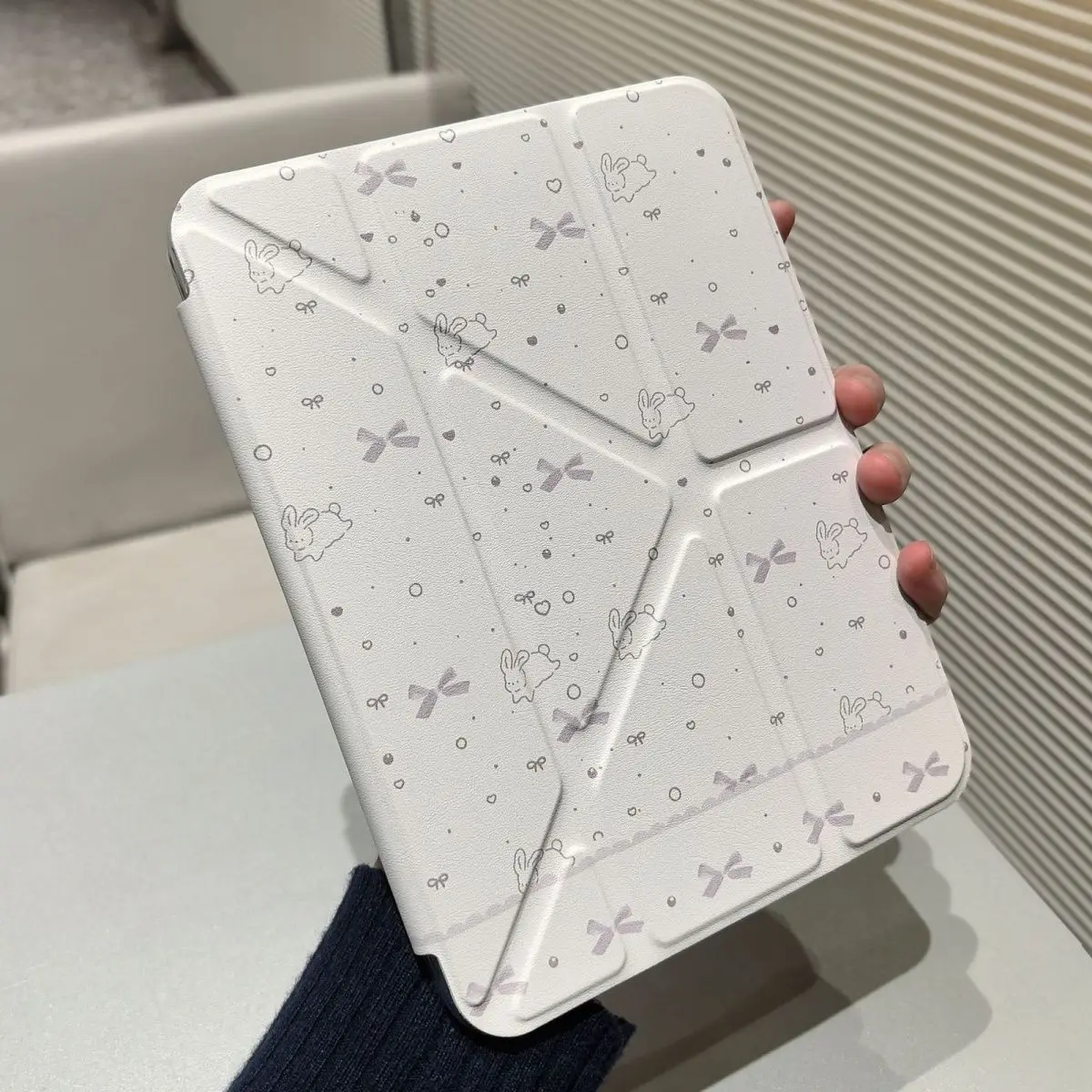 Girls Bow Rabbit iPad Case For iPad Pro 11 13in 2025 iPad Pro 12.9in Air7 10th 11th M4/5 MINI Anti-fall 3+Y Fold Protected Cover
