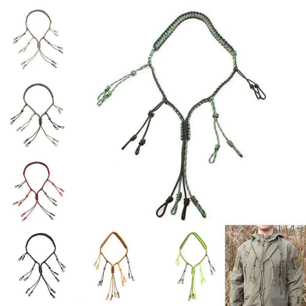 Nylon 12-Ring Duck Call Lanyard Colorful Portable Outdoor Hunting Gear Whistle Lanyard 12 Adjustable Loops Hunting Woven Collar