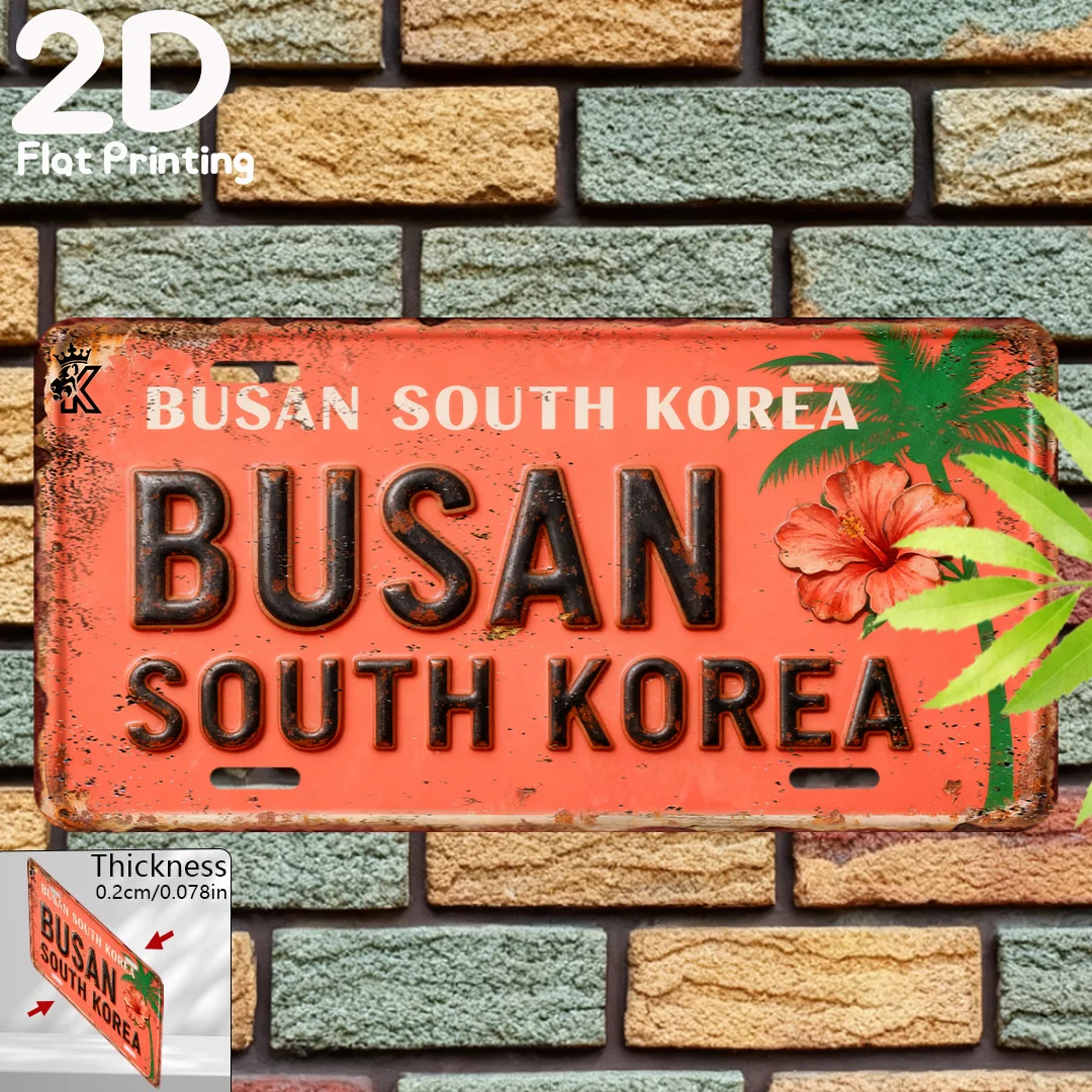 2D Flat, [] 2D Flat Print, 1pc Vintage Aluminum Plaque, Decorative Plaque and Ornament (15.24cm x 30.48cm), Busan, South Korea,