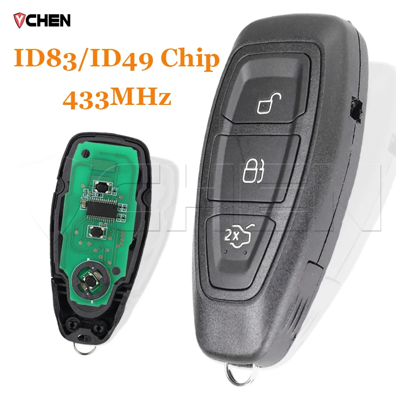 

Чехол для брелока для KR55WK48801 KR5876268, подходит для Ford Mondeo Focus Kuga Fiesta C-Max B-Max 433 МГц Smart Car Remote ID83 49 Chip