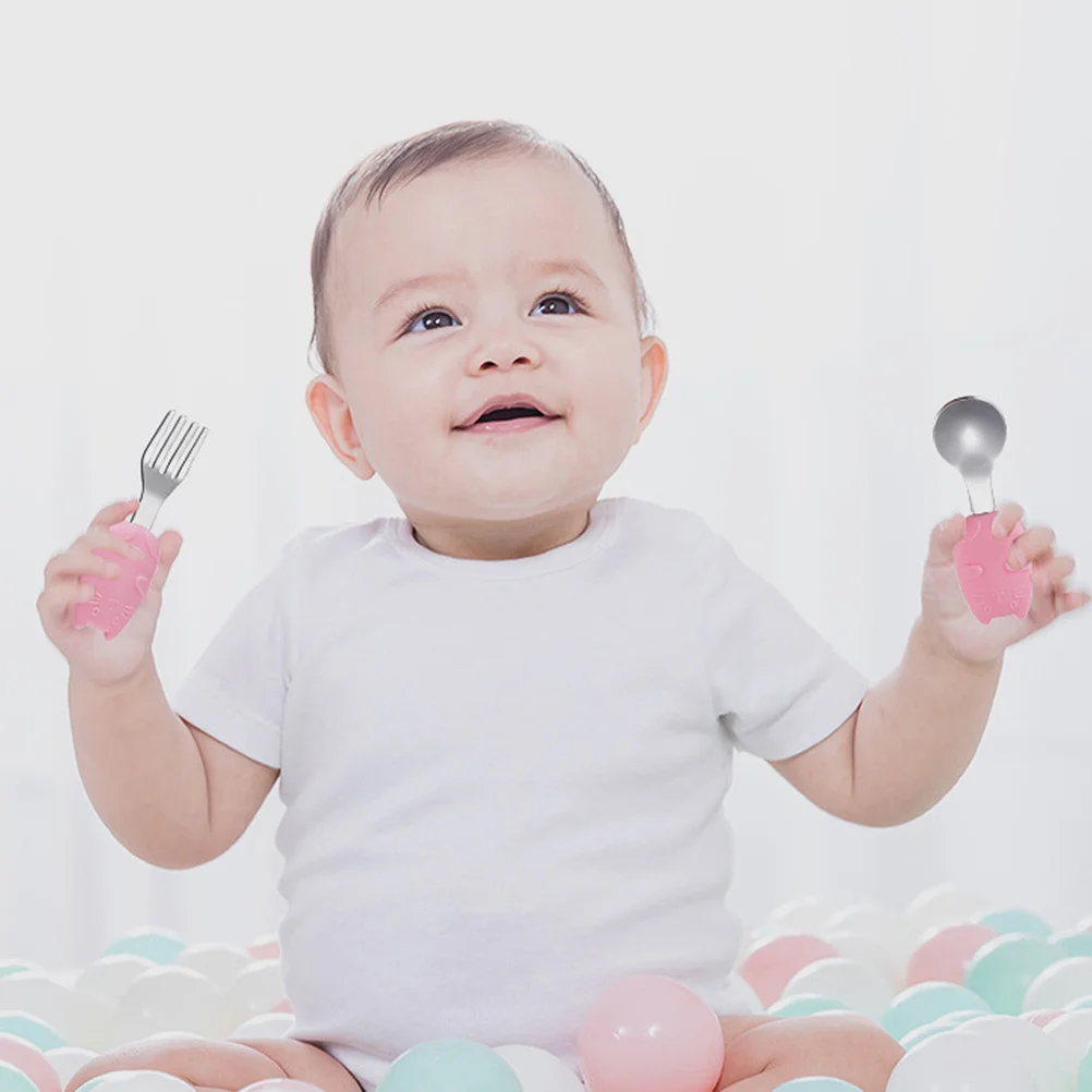 

1Set Cartoon Baby Training Spoon Fork Cutlery Set Pattern Toddler Cutlery Safe Durable Storage Box Included