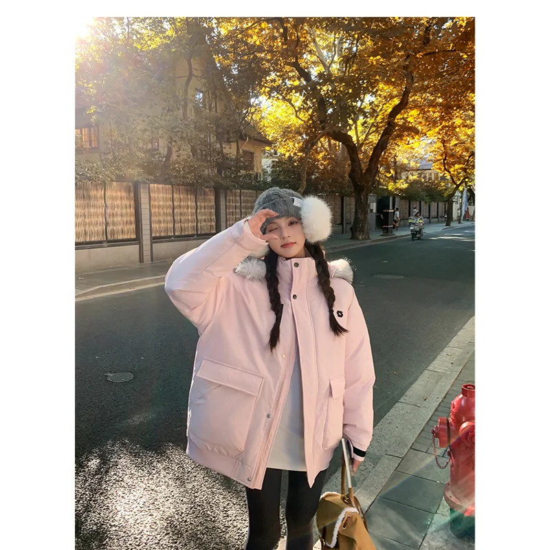 Down Jacket Women Coat Fashion American Streetwear Hooded Duck Warm Down Feather Female Winter Parker Outwear Cotton Jacket