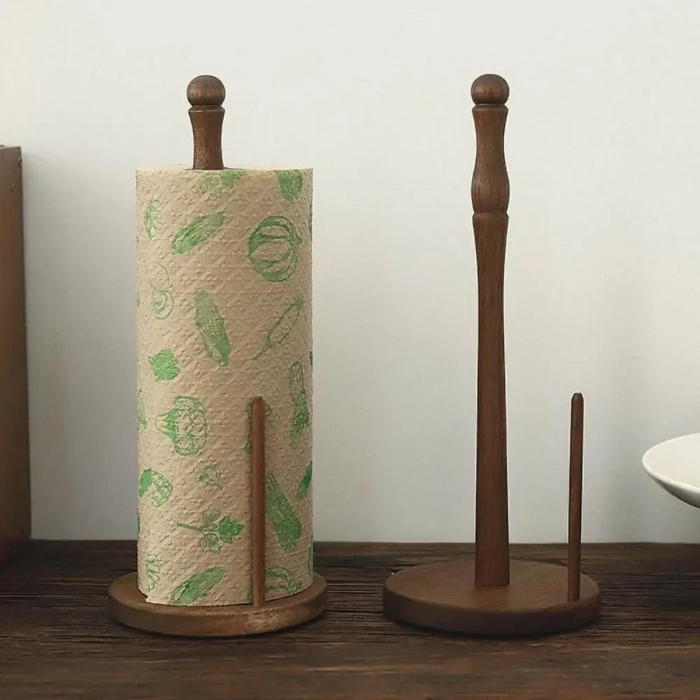 

Multipurpose Freestanding Wooden Paper Towel Holder Stable Anti-Skid Vertical Tissue Stand Space Saving Roll Towel Stand Office