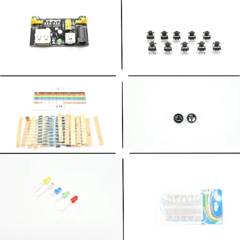 Electronic Component kit with Power Supply Module, Breadboard, Resistor, Capacitor, LED, Potentiometer for Arduino LTARK-16