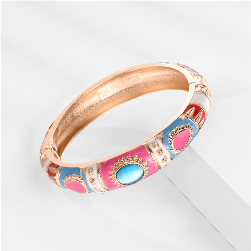 Enamel Bracelet For Women Bangle On Hand Hawaiian India Cloisonne African Jewelry Women\'s Hand Bracelets Bohemian Designer Gifts