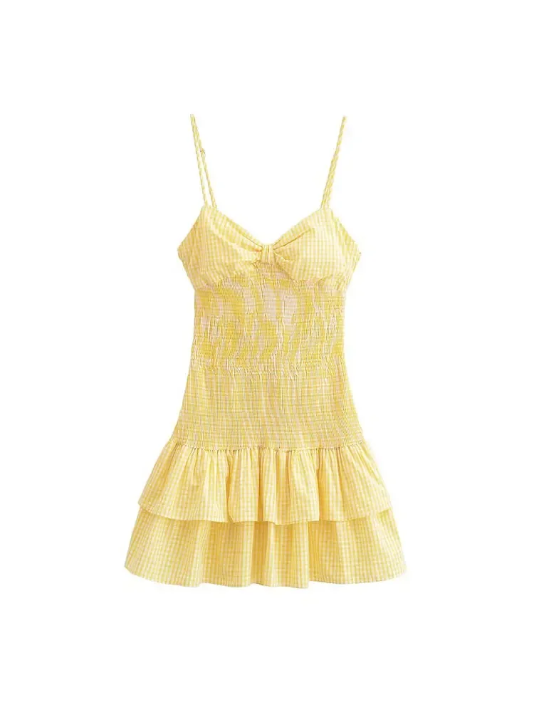 2024 verão novo design fino ajuste verão sem alças super mini vestido curto senhora menina em camadas vestidos de festa