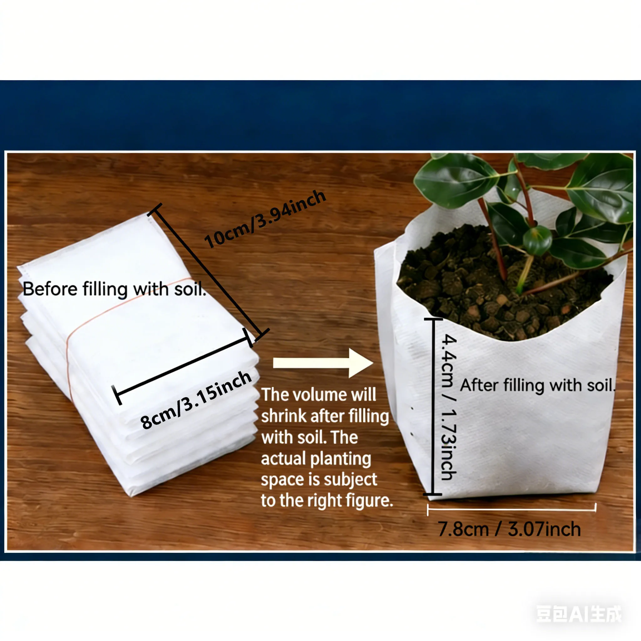 100pcs Small Grow Bags Fabric Seed Starter Pots Thick Nursery Plant Bags For Vegetable Flower Gardening Accessories
